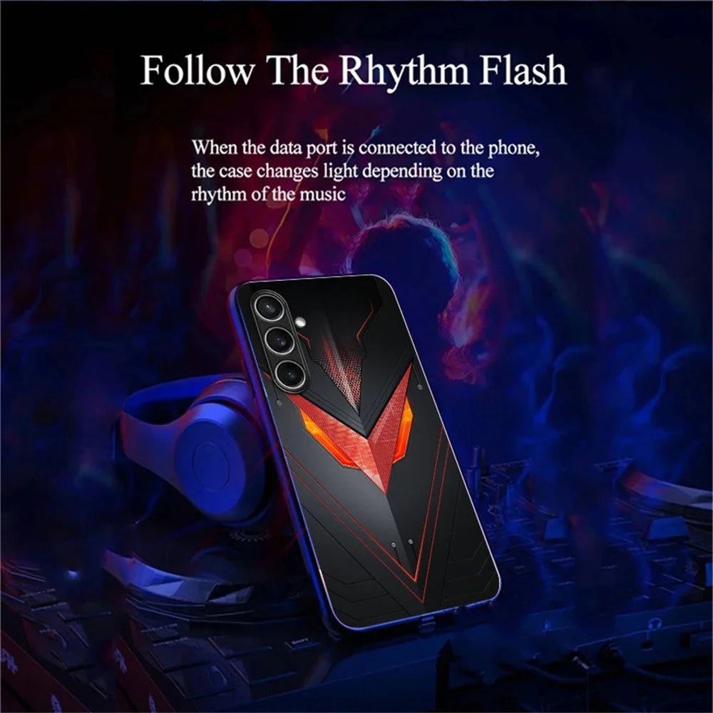 For Samsung Galaxy S25 Case Call Flash Series Pattern Printing Tempered Glass + TPU Phone Cover - Red Triangle Armor - 3
