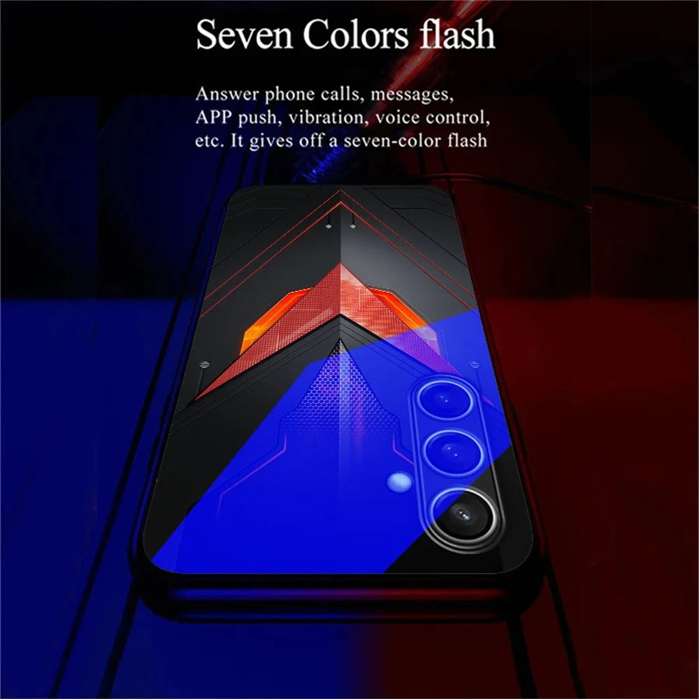 For Samsung Galaxy S25 Case Call Flash Series Pattern Printing Tempered Glass + TPU Phone Cover - Red Triangle Armor - 4