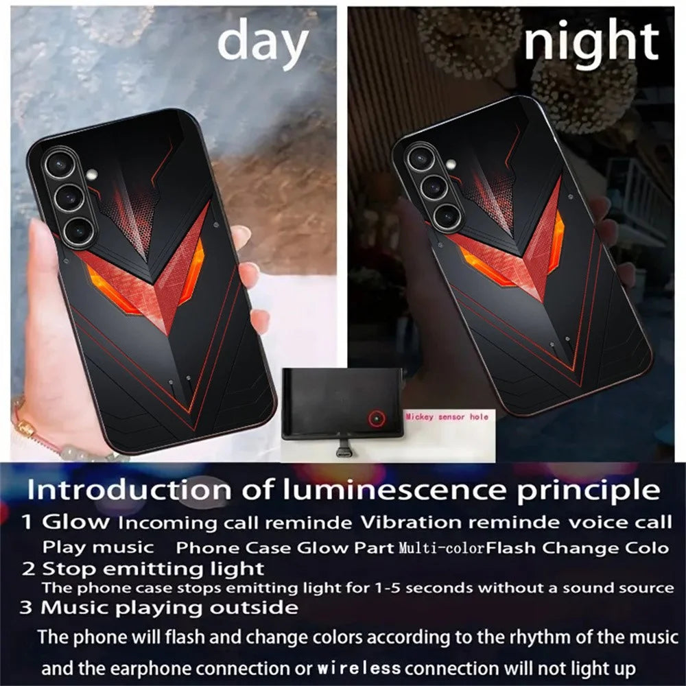 For Samsung Galaxy S25 Case Call Flash Series Pattern Printing Tempered Glass + TPU Phone Cover - Red Triangle Armor - 7