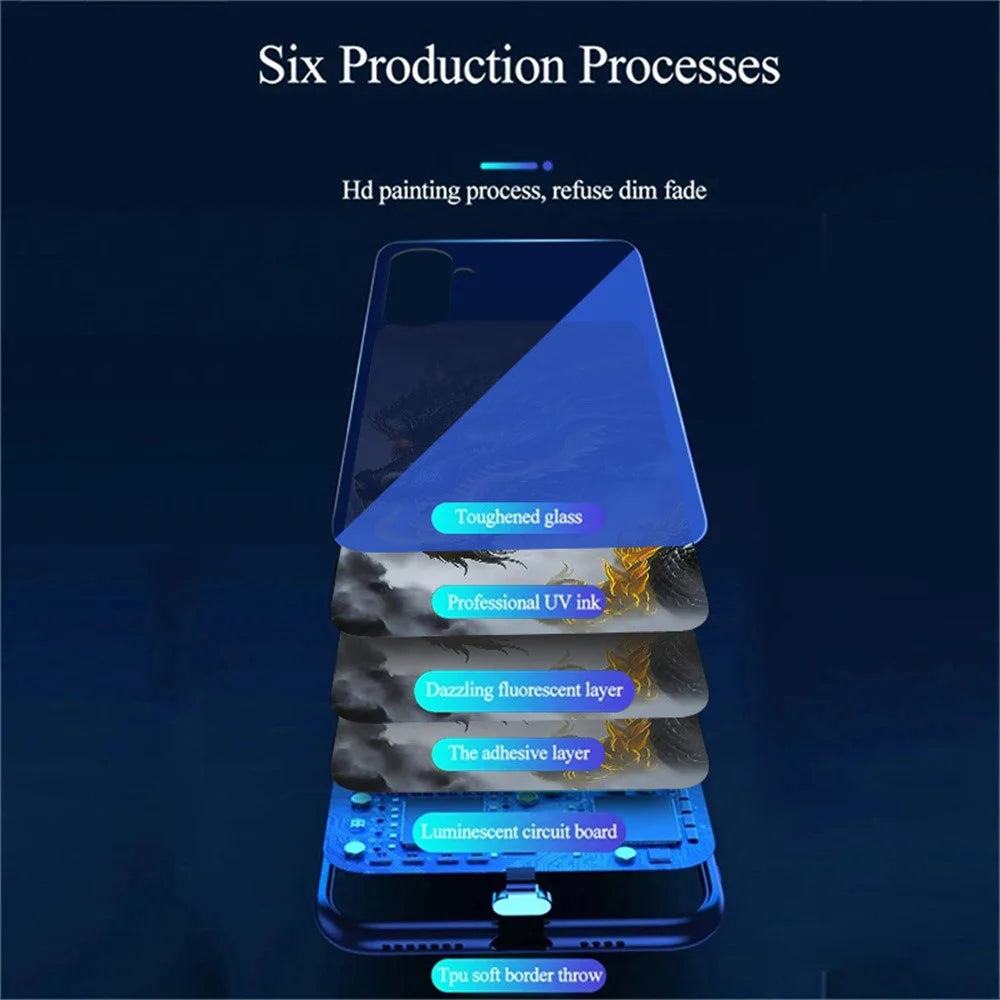 For Samsung Galaxy A18 5G / A18 4G / A17 5G / A17 4G / A26 5G Case Call Flash Series Pattern Printing Tempered Glass + TPU Combo Phone Case - Black Dragon - 5