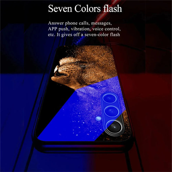 For Samsung Galaxy A36 5G Case Call Flash Series Pattern Printing Tempered Glass + TPU Combo Phone Case - Lion With Profile - 4