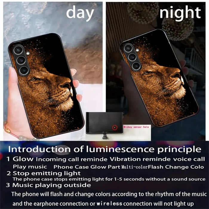 For Samsung Galaxy A36 5G Case Call Flash Series Pattern Printing Tempered Glass + TPU Combo Phone Case - Lion With Profile - 7