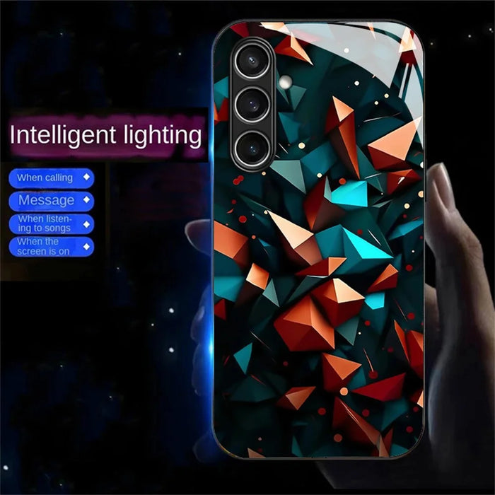For Samsung Galaxy A56 5G Case Call Flash Series Pattern Printing Tempered Glass + TPU Combo Phone Case - Colorful Diamond Pattern - 2