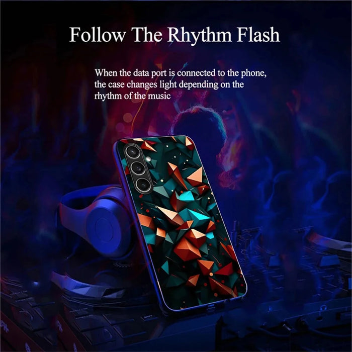 For Samsung Galaxy A56 5G Case Call Flash Series Pattern Printing Tempered Glass + TPU Combo Phone Case - Colorful Diamond Pattern - 3