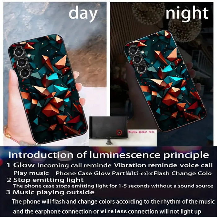 For Samsung Galaxy A56 5G Case Call Flash Series Pattern Printing Tempered Glass + TPU Combo Phone Case - Colorful Diamond Pattern - 7
