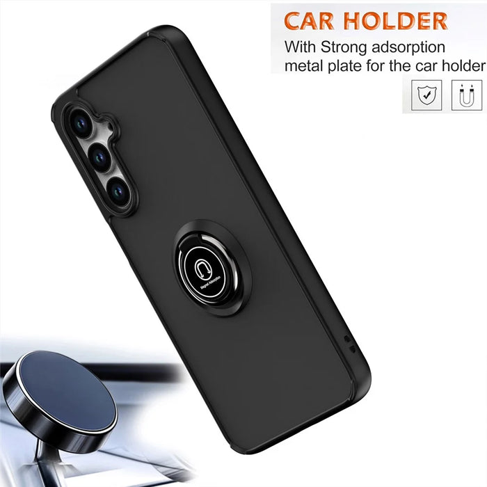 For Samsung Galaxy A16 5G  /  4G Case PC + TPU Ring Kickstand Anti Drop Phone Back Cover - Black  /  Red - 3