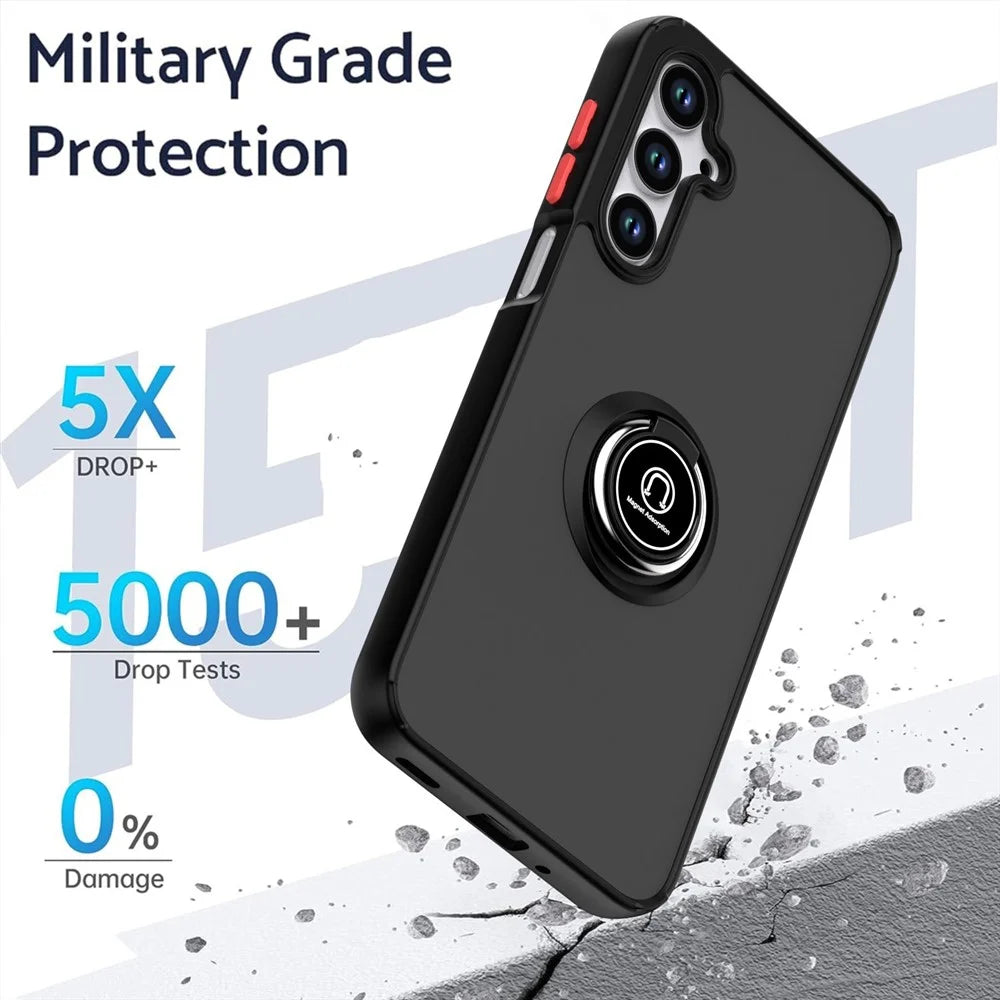 For Samsung Galaxy A26 5G Case PC + TPU Ring Kickstand Anti Drop Phone Back Cover - Black  /  Red - 5