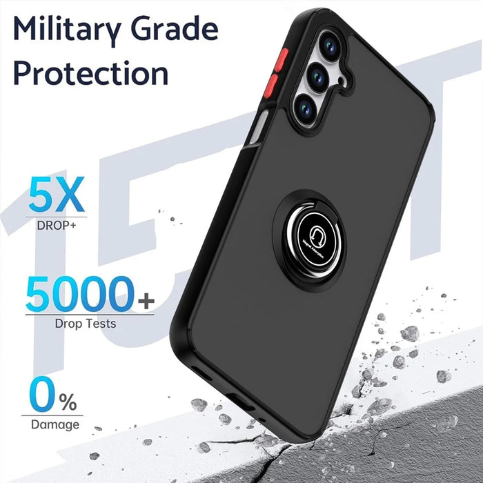 For Samsung Galaxy S25 Case PC + TPU Ring Kickstand Anti Drop Phone Back Cover - Black  /  Red - 5