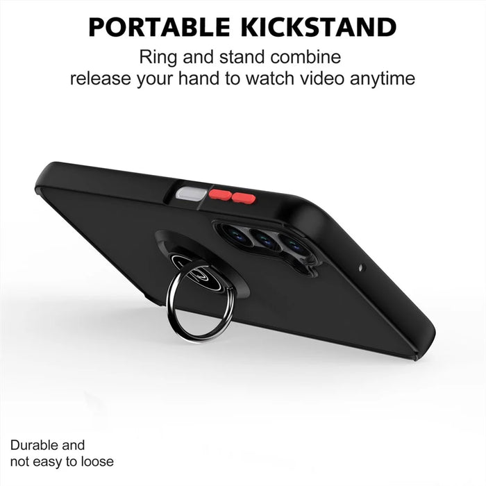 For Samsung Galaxy S25+ Case PC + TPU Ring Kickstand Anti Drop Phone Back Cover - Black  /  Red - 2