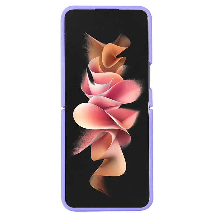 For Samsung Galaxy Z Flip3 5G Liquid Silicone Phone Case Drop-proof Folding Protective Cover with Finger Ring Holder - Purple - 5