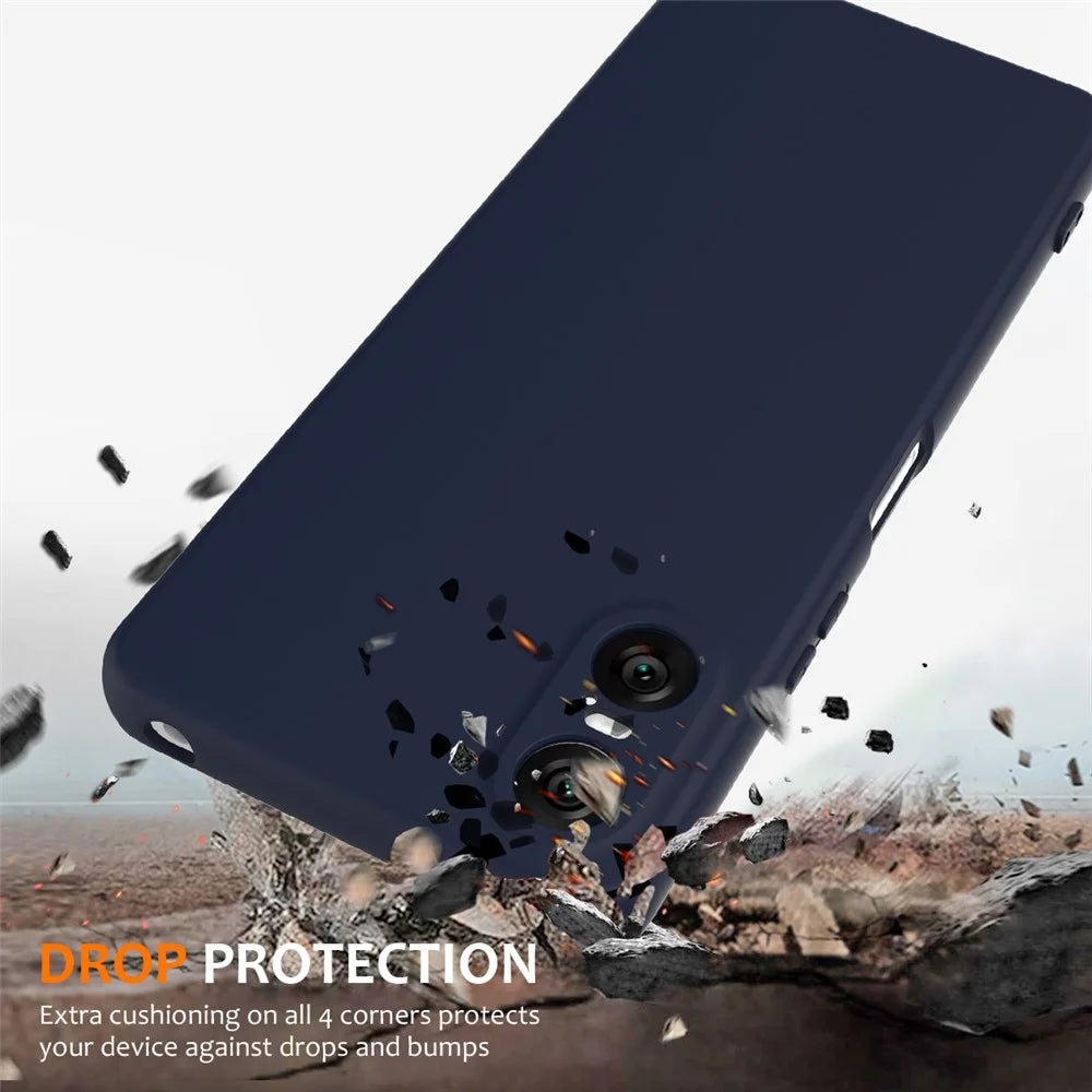 For Sony Xperia 10 VI Magnetic Case Anti-Drop Liquid Silicone Phone Cover with Lanyard - Dark Blue - 3