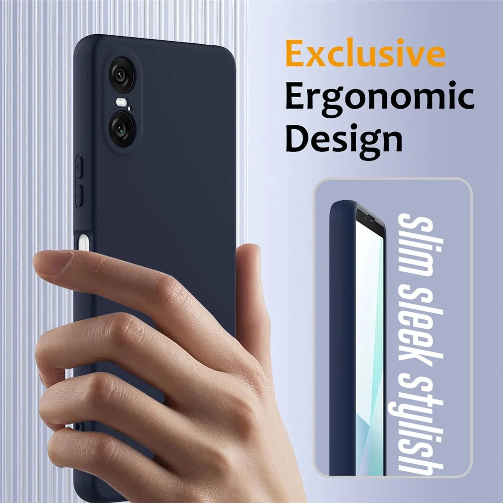 For Sony Xperia 10 VI Magnetic Case Anti-Drop Liquid Silicone Phone Cover with Lanyard - Dark Blue - 5