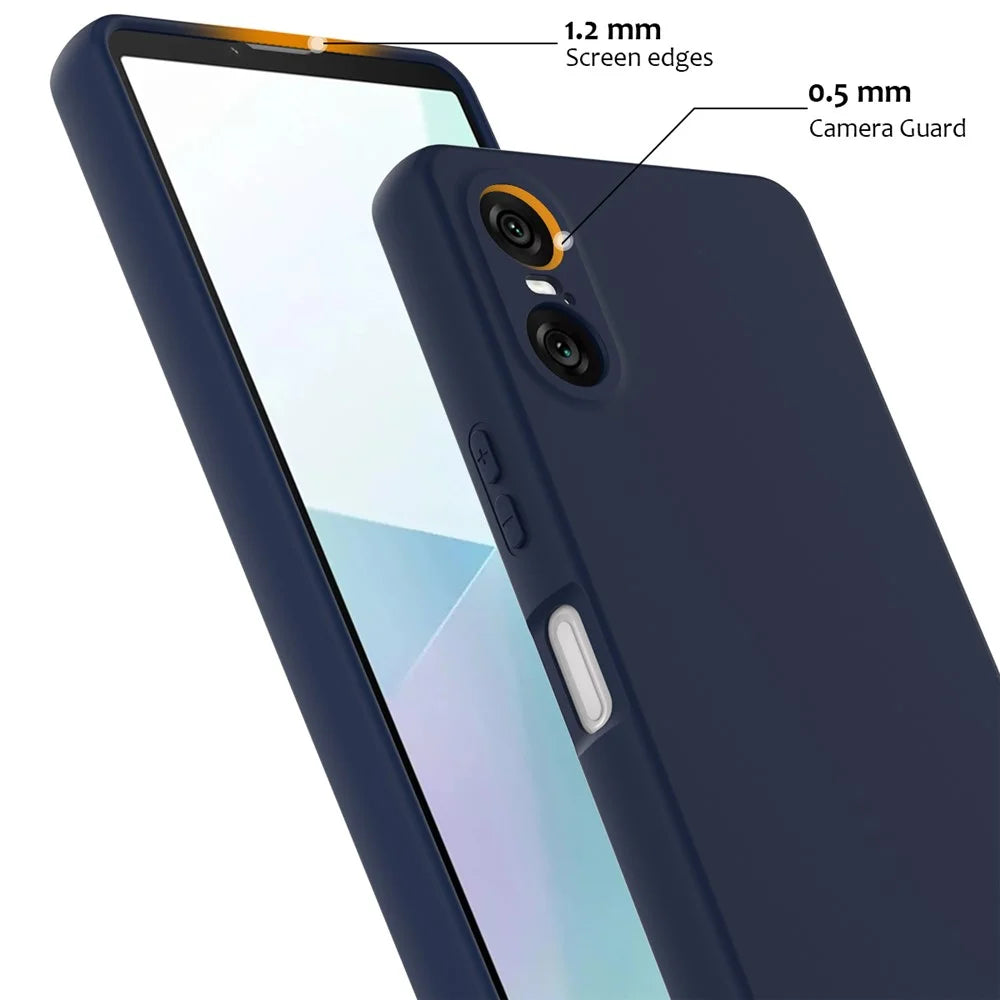For Sony Xperia 10 VI Magnetic Case Anti-Drop Liquid Silicone Phone Cover with Lanyard - Dark Blue - 7