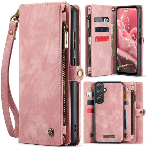 CASEME For Samsung Galaxy A36 5G Phone Cases  008 Leather Cover with Detachable Wallet and Strap - Pink - 1