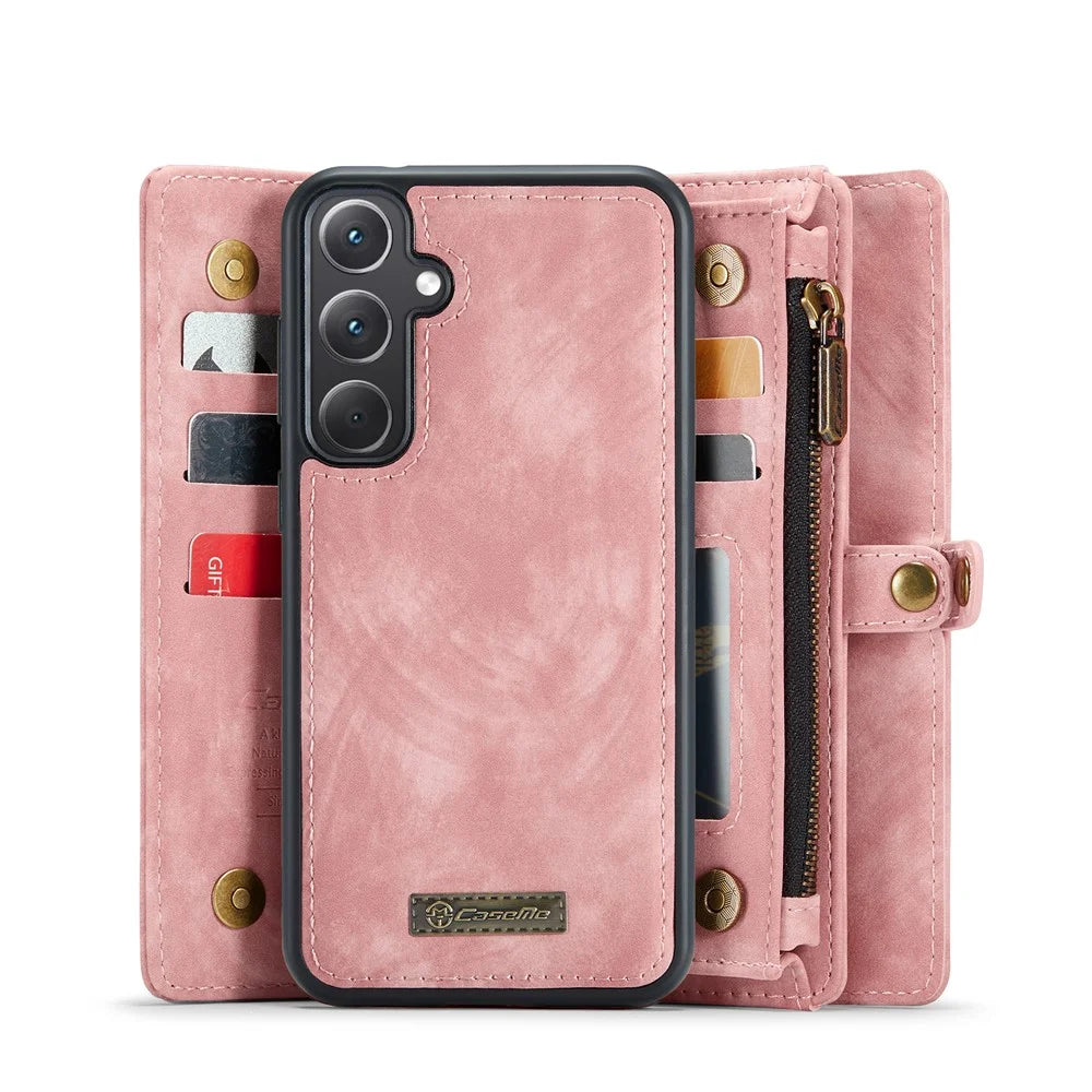 CASEME For Samsung Galaxy A36 5G Phone Cases  008 Leather Cover with Detachable Wallet and Strap - Pink - 3