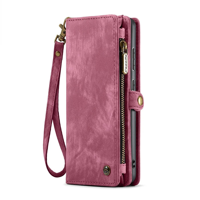CASEME For Samsung Galaxy S25+ Phone Cases  008 Leather Cover with Detachable Wallet and Strap - Red - 2