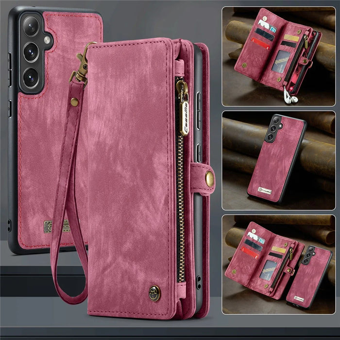 CASEME For Samsung Galaxy S25+ Phone Cases  008 Leather Cover with Detachable Wallet and Strap - Red - 5