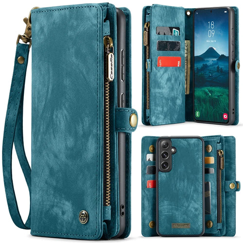 CASEME For Samsung Galaxy S25 Phone Cases  008 Leather Cover with Detachable Wallet and Strap - Blue - 1