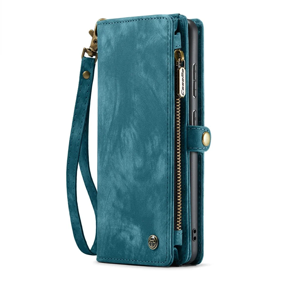 CASEME For Samsung Galaxy S25 Phone Cases  008 Leather Cover with Detachable Wallet and Strap - Blue - 2