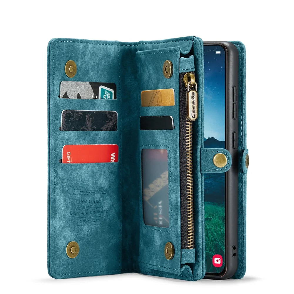 CASEME For Samsung Galaxy S25 Phone Cases  008 Leather Cover with Detachable Wallet and Strap - Blue - 3