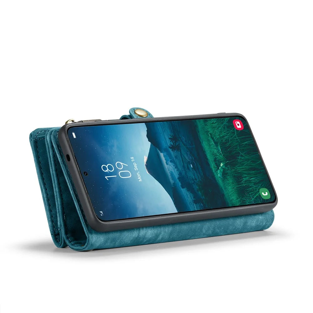 CASEME For Samsung Galaxy S25 Phone Cases  008 Leather Cover with Detachable Wallet and Strap - Blue - 4