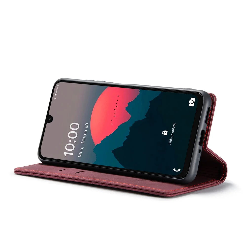 CASEME For Samsung Galaxy A26 5G Case  013 Series Card Holder Stand Leather Phone Cover - Red - 3