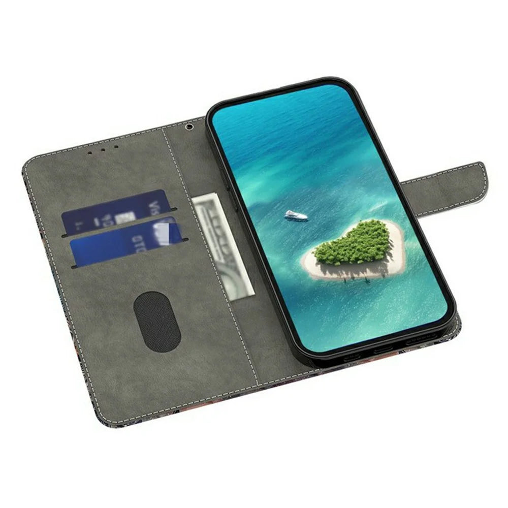 For Samsung Galaxy S25+  /  S24+ Case Pattern Printing Anti-Drop Leather Flip Wallet Phone Cover - Oil Painting Purple Flowers - 2