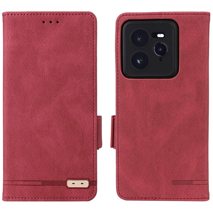 For Realme GT 7 Pro 5G Case Leather Wallet Flip Phone Cover with Hardware Decor - Rose - 1
