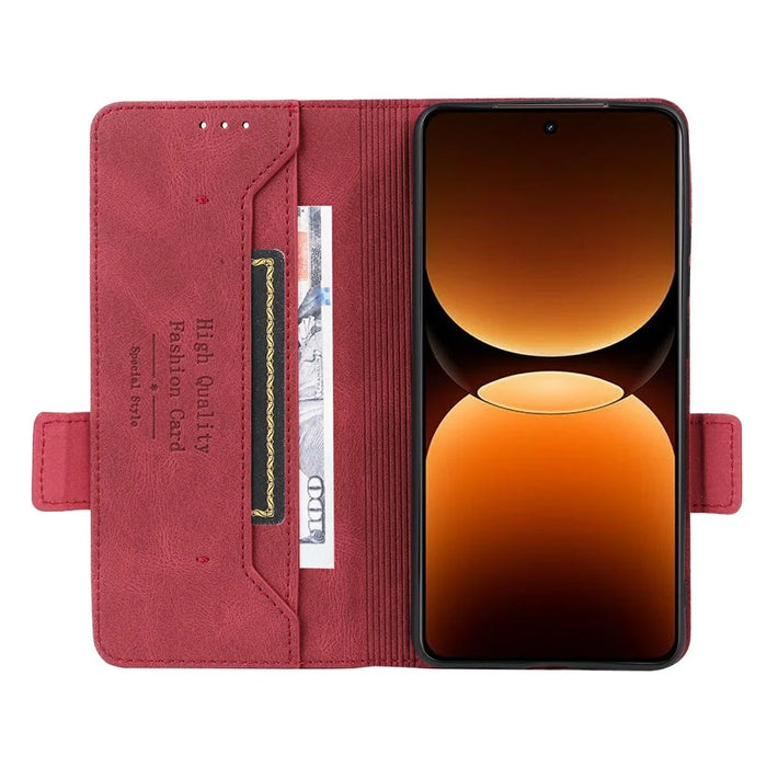 For Realme GT 7 Pro 5G Case Leather Wallet Flip Phone Cover with Hardware Decor - Rose - 3