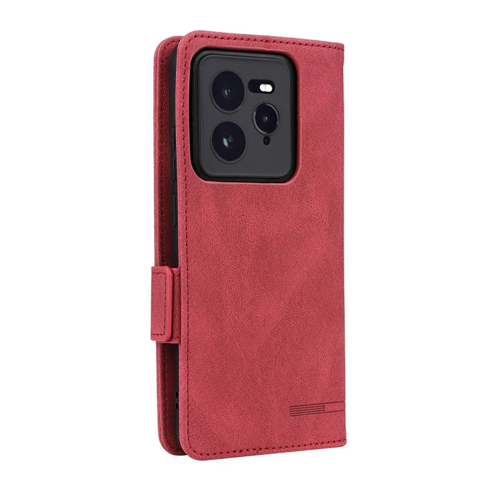 For Realme GT 7 Pro 5G Case Leather Wallet Flip Phone Cover with Hardware Decor - Rose - 7