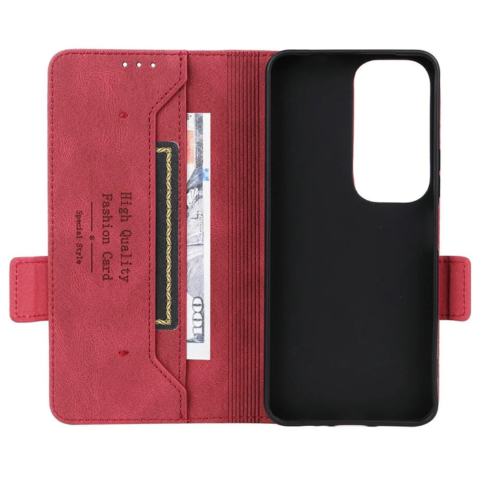 For vivo Y19s 4G Case Leather Wallet Flip Phone Cover with Hardware Decor - Rose - 2