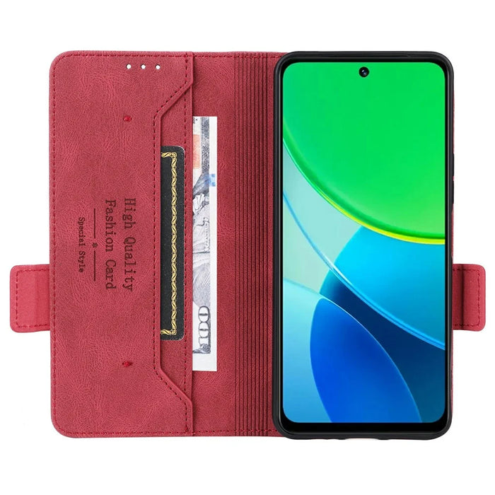 For vivo Y19s 4G Case Leather Wallet Flip Phone Cover with Hardware Decor - Rose - 3