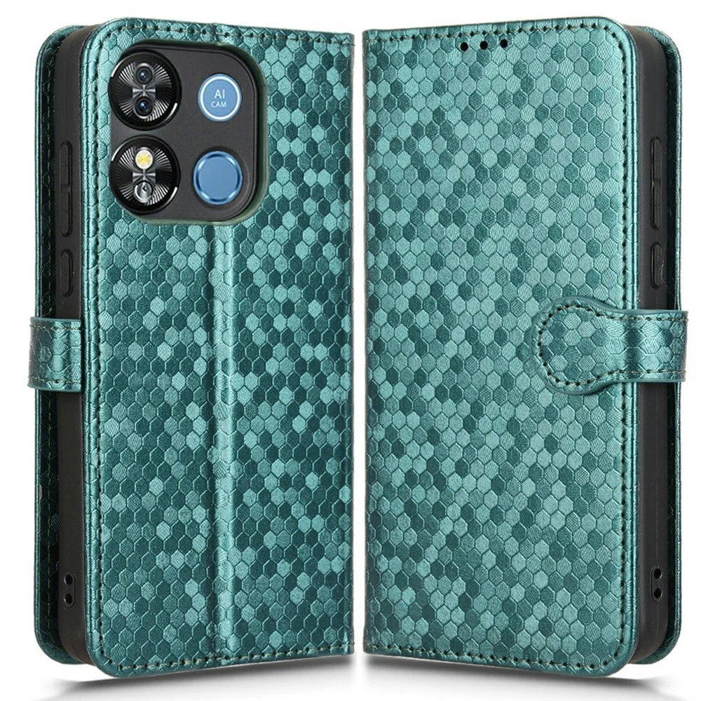 Wallet Phone Case for Oukitel C57 Pro / C57s / BLU 11S Dot Pattern Imprint PU Leather Cover - Green - 1