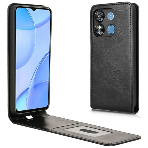 Leather Case for Oukitel C57 Pro / C57s / BLU 11S Card Slot Magnetic Vertical Flip Phone Cover - Black - 1