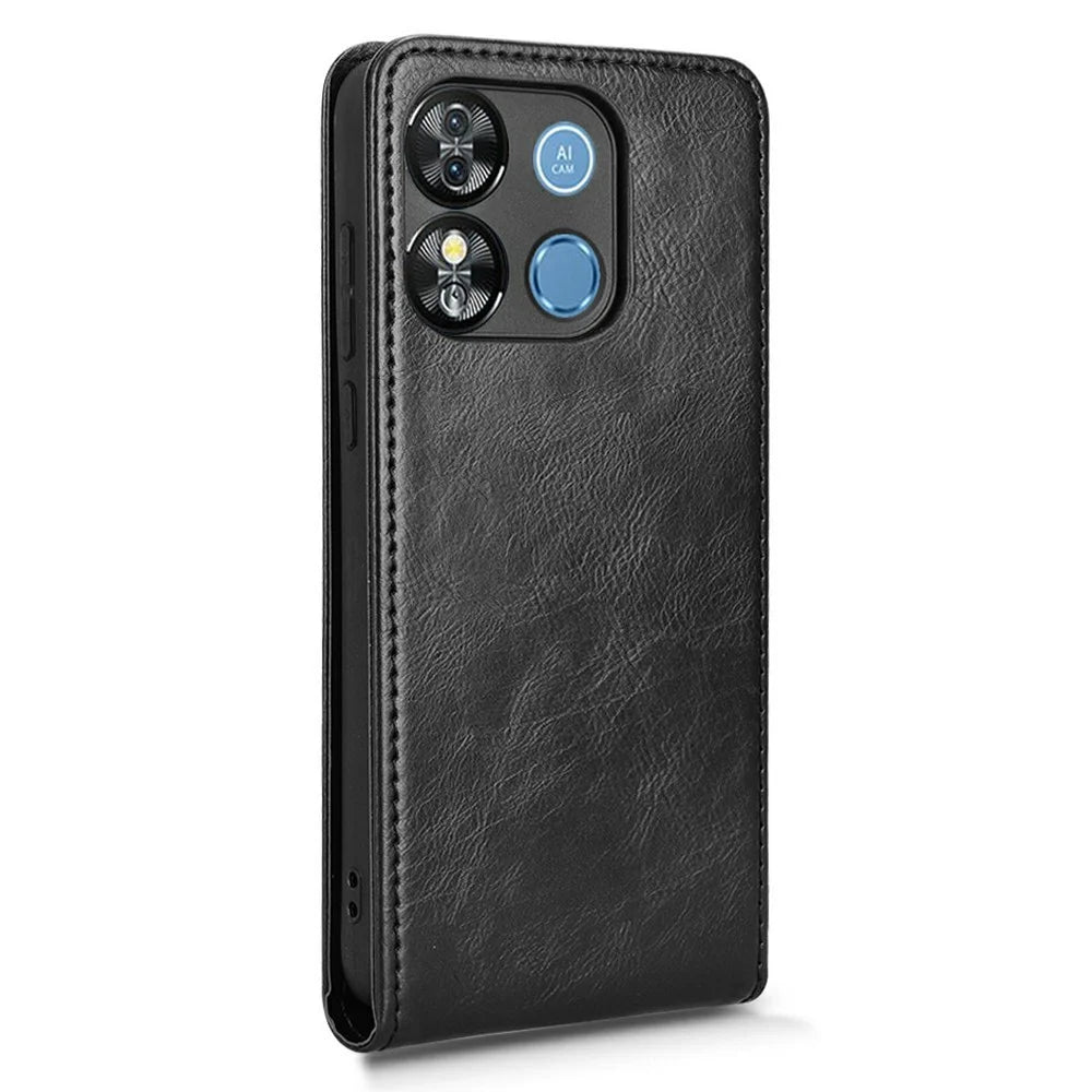 Leather Case for Oukitel C57 Pro / C57s / BLU 11S Card Slot Magnetic Vertical Flip Phone Cover - Black - 3