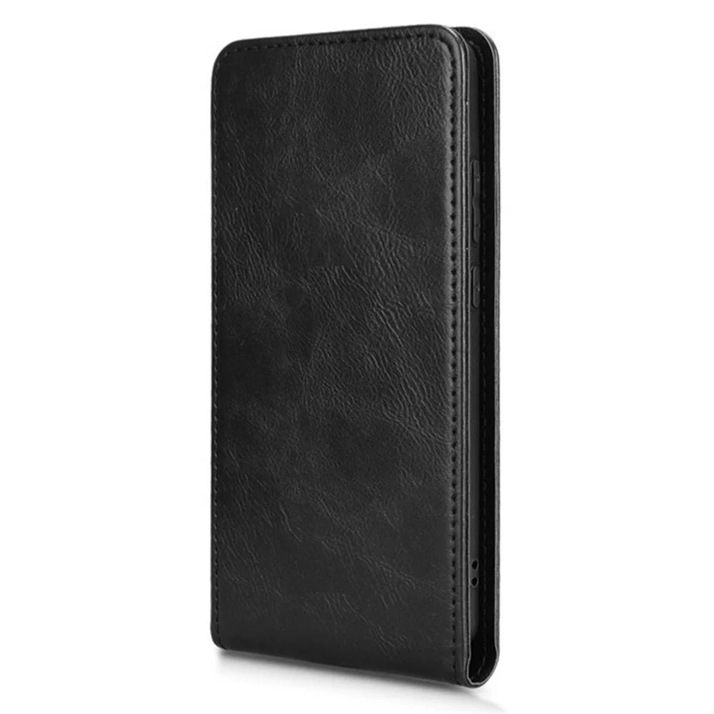 For iPhone 16 Pro Case with Card Slot Magnetic Vertical Flip Leather Phone Cover - Black - 2
