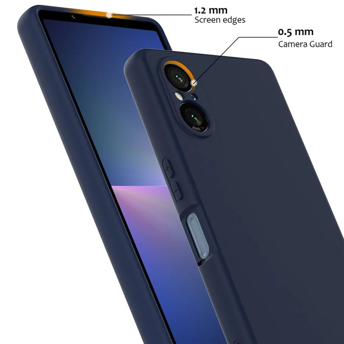 For Sony Xperia 5 V Magnetic Case Liquid Silicone Phone Cover with Lanyard - Dark Blue - 7