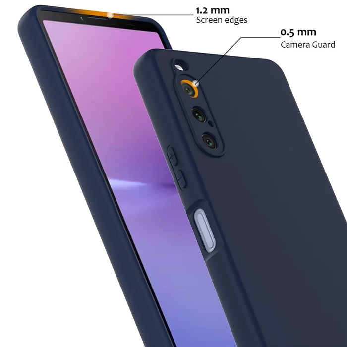 For Sony Xperia 10 V Magnetic Case Liquid Silicone Phone Cover with Lanyard - Dark Blue - 7