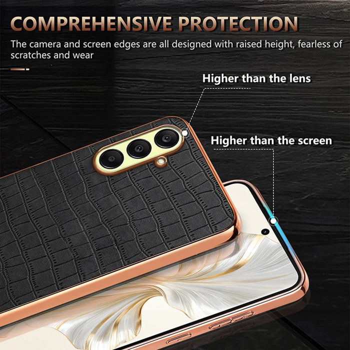 AZNS For Samsung Galaxy A26 5G Case Electroplating Crocodile Texture PU+TPU Phone Cover - Black - 6