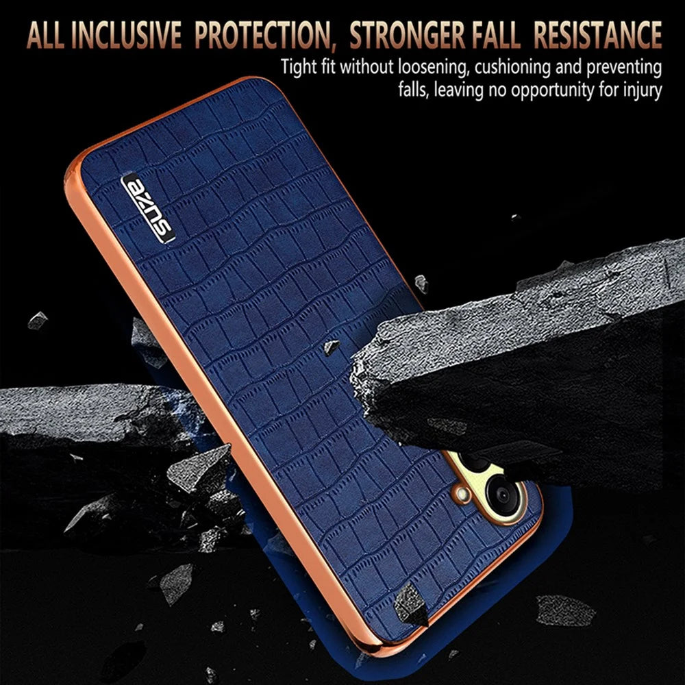 AZNS For Samsung Galaxy A26 5G Case Electroplating Crocodile Texture PU+TPU Phone Cover - Black - 7
