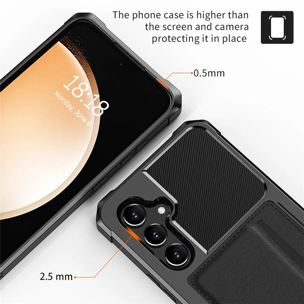 For Samsung Galaxy S25+ / S24+ Case Card Slot Leather + TPU Defender Phone Cover - 7