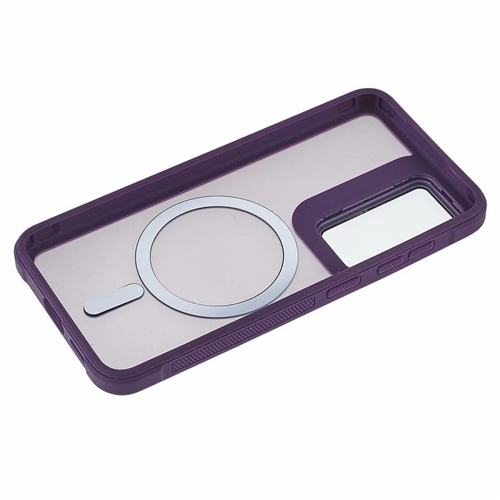 For Samsung Galaxy S23 Magnetic Case Lens Cover Kickstand Matte Back Cover - Purple - 5