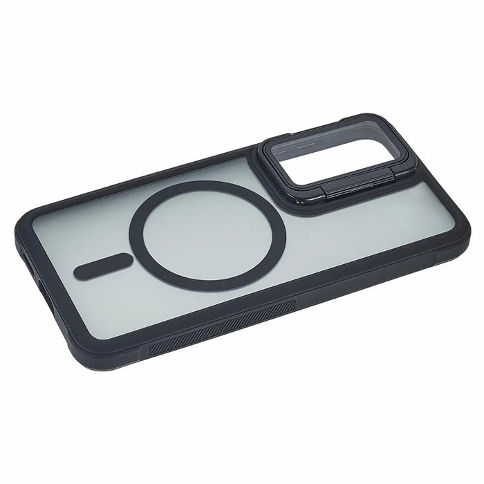 For Samsung Galaxy S25+ / S24+ Magnetic Case Lens Cover Kickstand Matte Back Cover - Black - 5