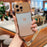 For iPhone 16 Pro Max Case with Strap Electroplating TPU Phone Cover Love Heart Gradient Glitter - Gold - 1
