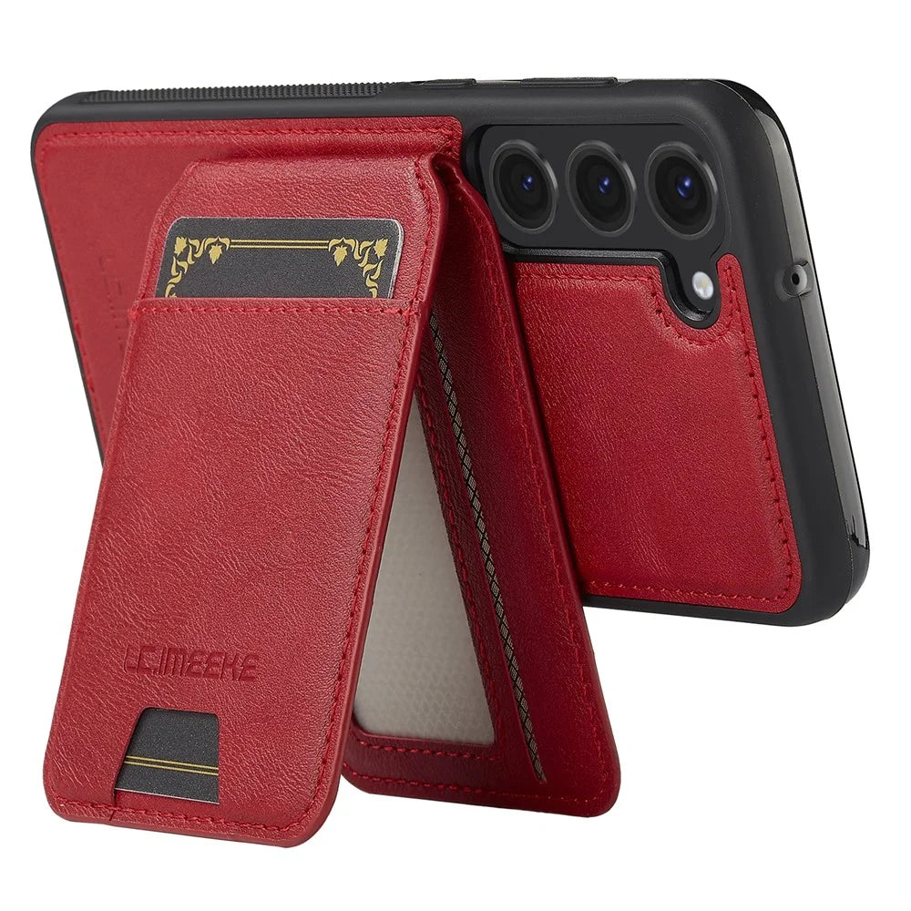LC.IMEEKE L3 For Samsung Galaxy S23+ Magnetic Case Detachable Card Holder Leather TPU Mobile Cover - Red - 3