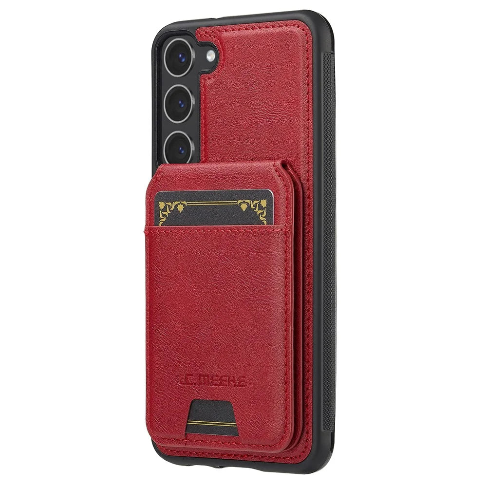 LC.IMEEKE L3 For Samsung Galaxy S23+ Magnetic Case Detachable Card Holder Leather TPU Mobile Cover - Red - 4
