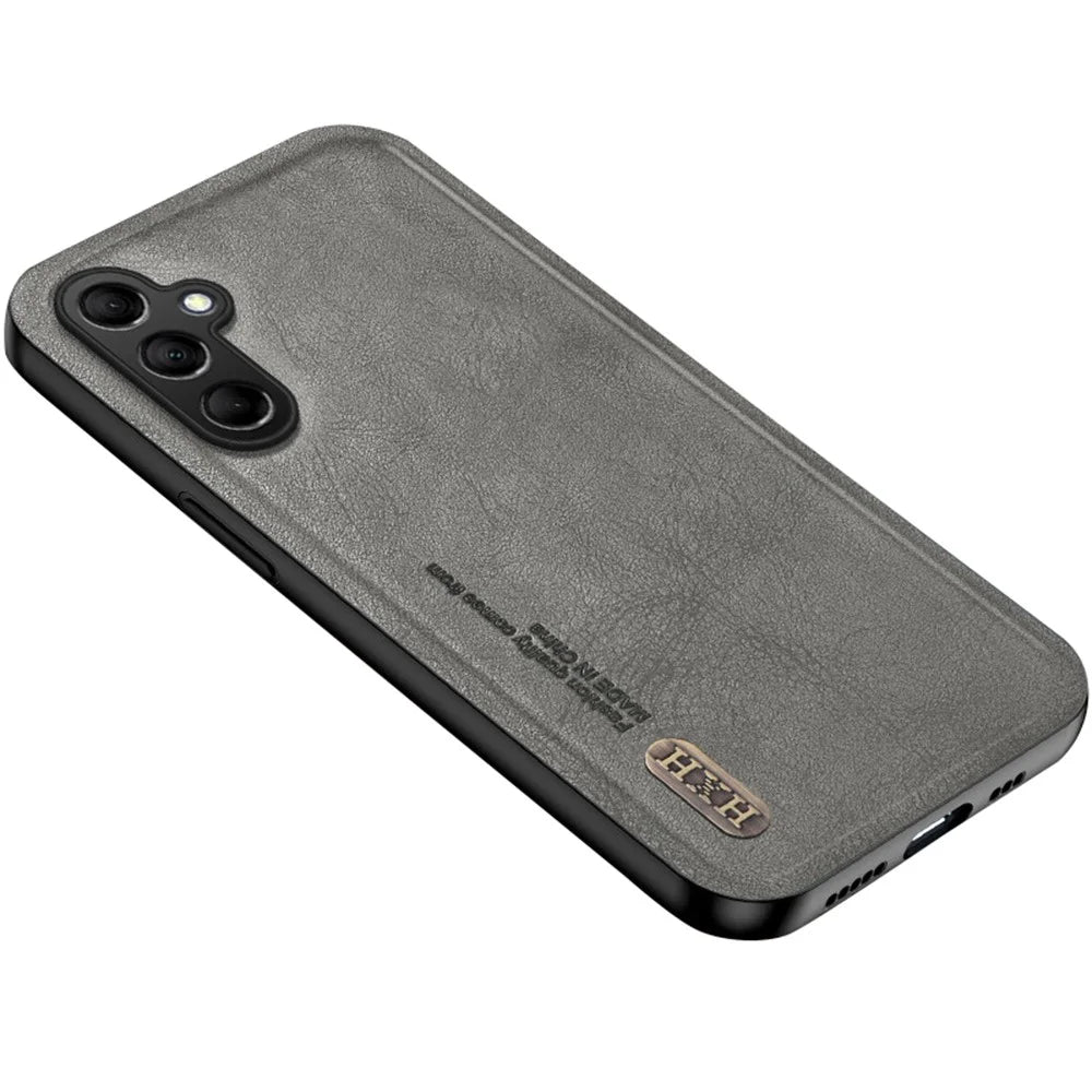 For Samsung Galaxy S25 Case Retro Texture Matte TPU + PU Leather Back Cover Support Magnetic Car Holder - Grey - 1