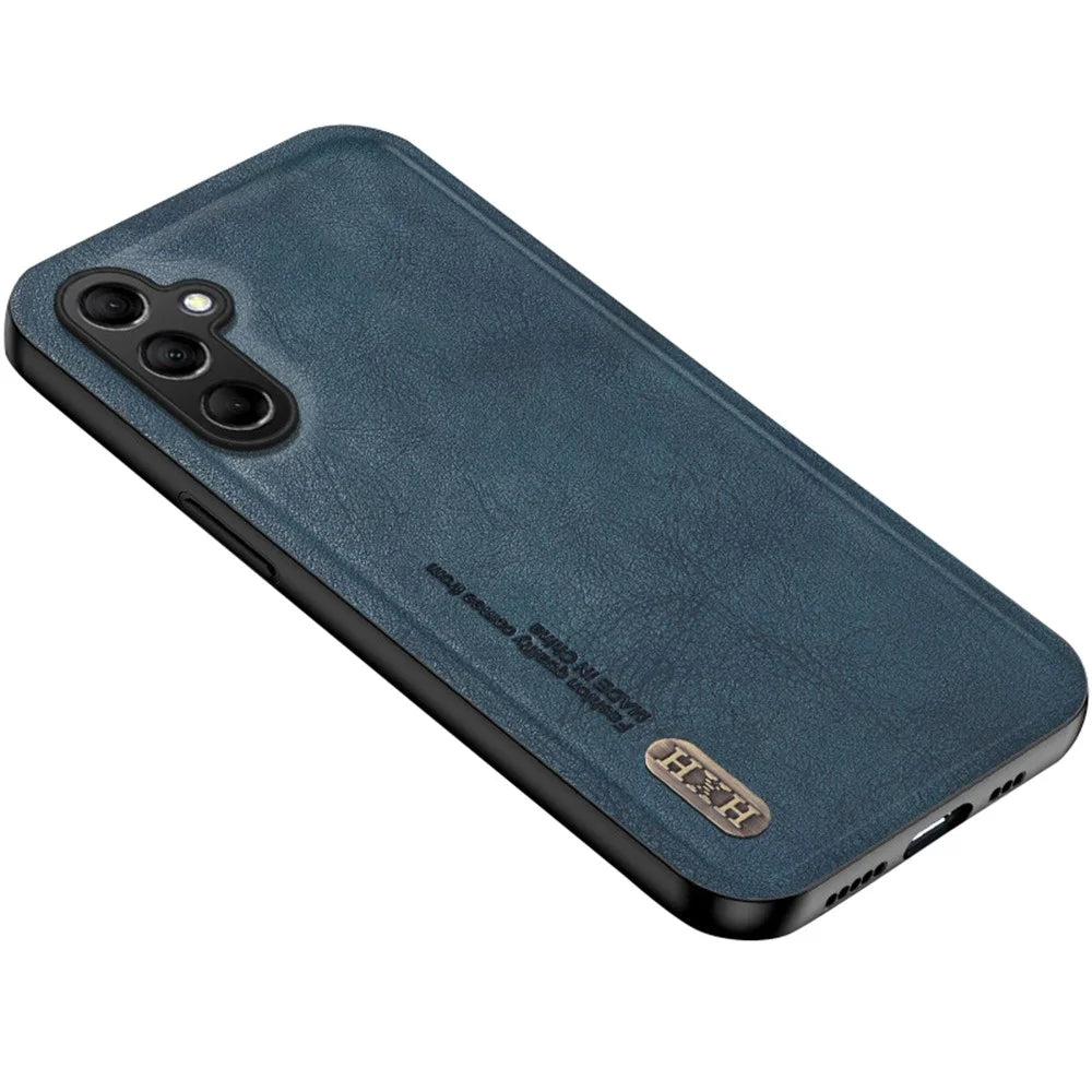 For Samsung Galaxy A16 5G  /  4G Case Retro Texture Matte TPU + PU Leather Back Cover Support Magnetic Car Holder - Blue - 1