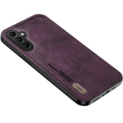 For Samsung Galaxy A26 5G Case Retro Texture Matte TPU + PU Leather Back Cover Support Magnetic Car Holder - Purple - 1