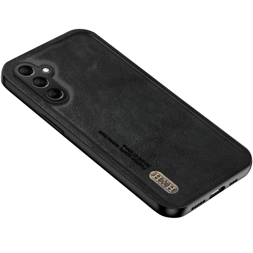 For Samsung Galaxy A36 5G Case Retro Texture Matte TPU + PU Leather Back Cover Support Magnetic Car Holder - Black - 1
